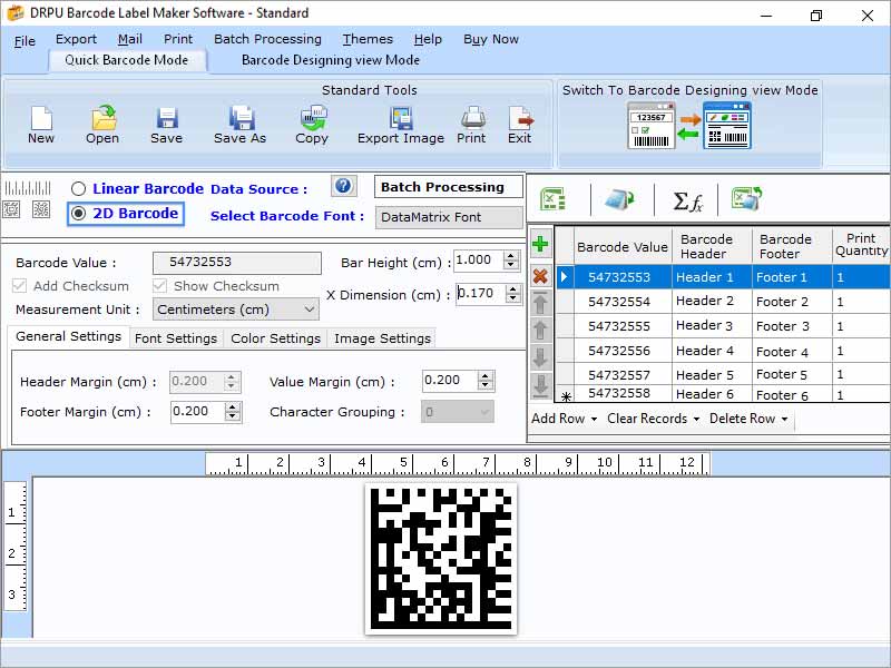 Screenshot of Excel Barcode Tags Designing Software